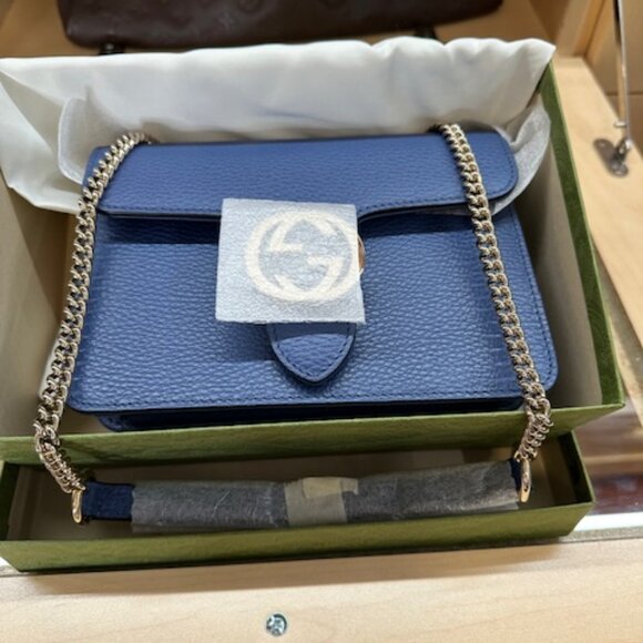 Gucci Calfskin Small Cross Body Blue Bag - Picture 3 of 8